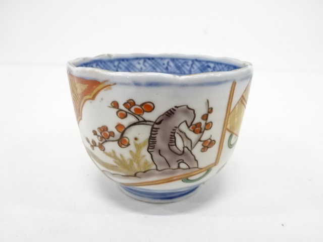 JAPANESE CERAMICS / KOIMARI / EDO ERA / SOBA CHOKO CUP / SOMETSUKE / UME